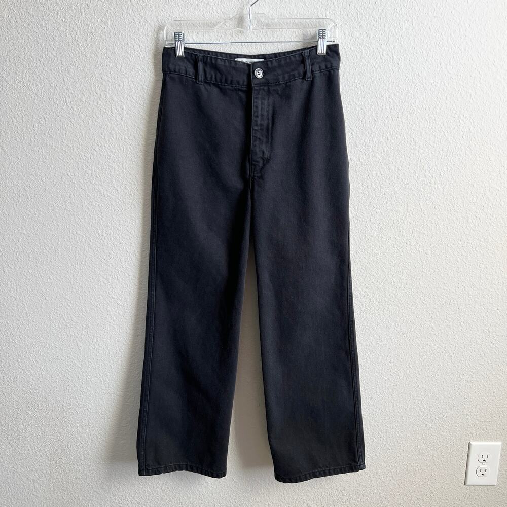 Reformation Straight Wide Leg High Rise Black Jeans Women's 28 Preppy Casual